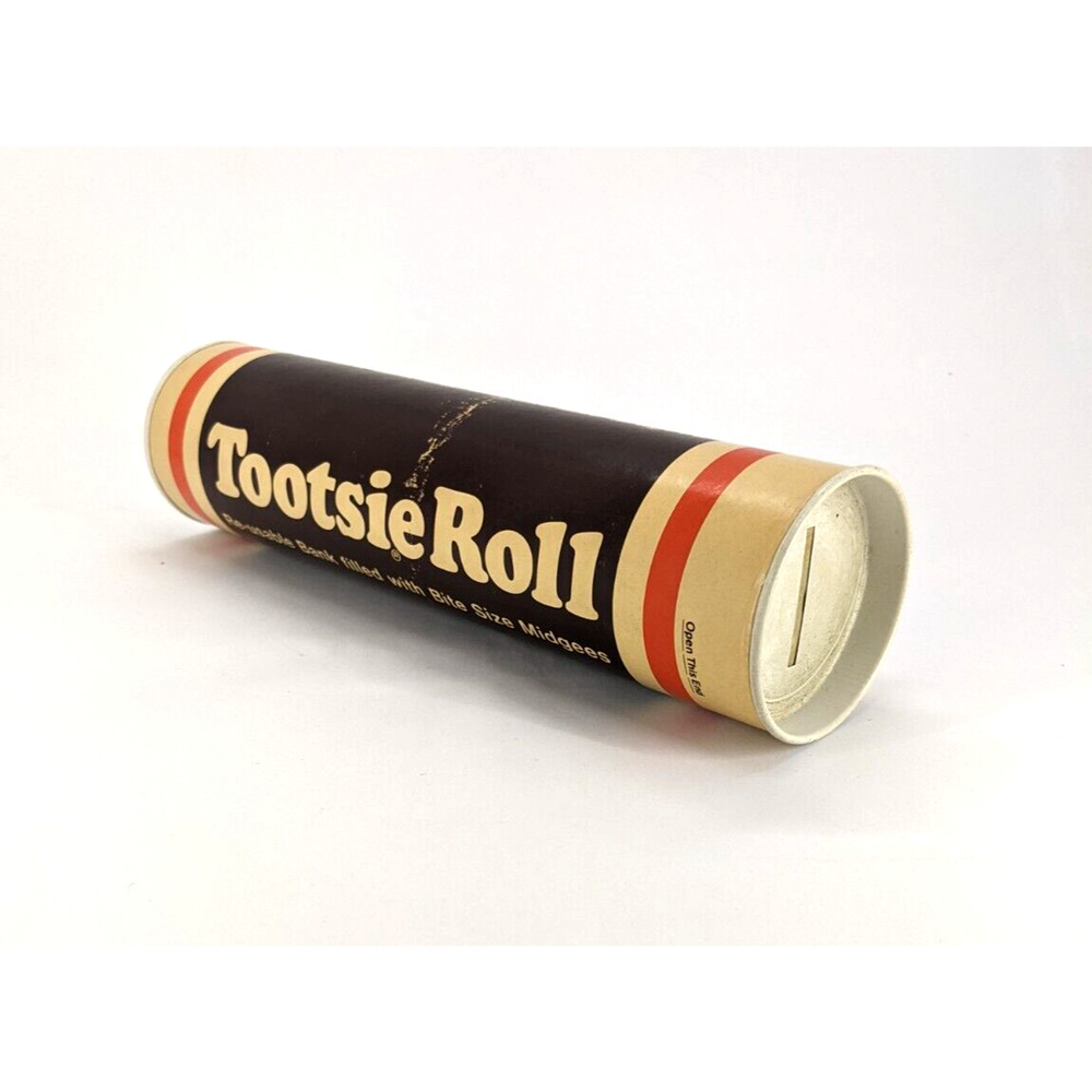 Vintage Tootsie Roll Coin Bank 1970's Candy Piggy Bank 9" x 2.25 " (Empty)